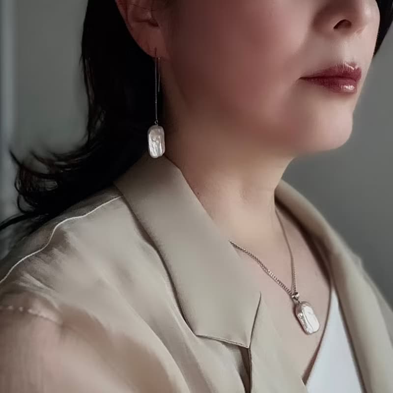 SV アメリカンピアス スクエア 淡水パール  パールピアス　pearl earrings  珍珠耳環 珍珠耳环 진주귀걸이