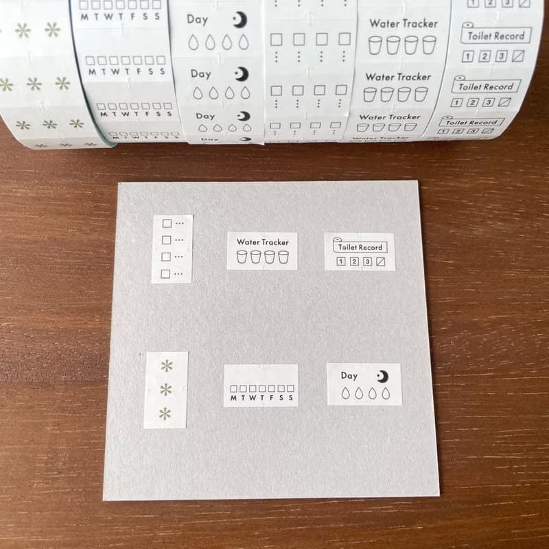 手帳のラベラーシール 水分補給 黒 日本製 ラベルシール ロールシール ls-012