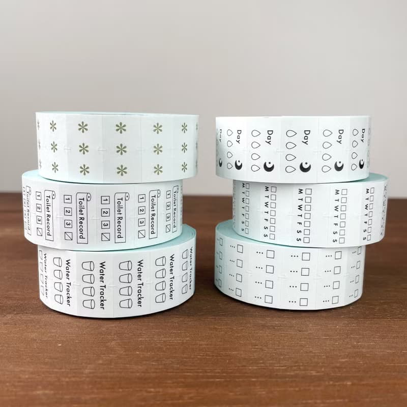手帳のラベラーシール 水分補給 黒 日本製 ラベルシール ロールシール ls-012