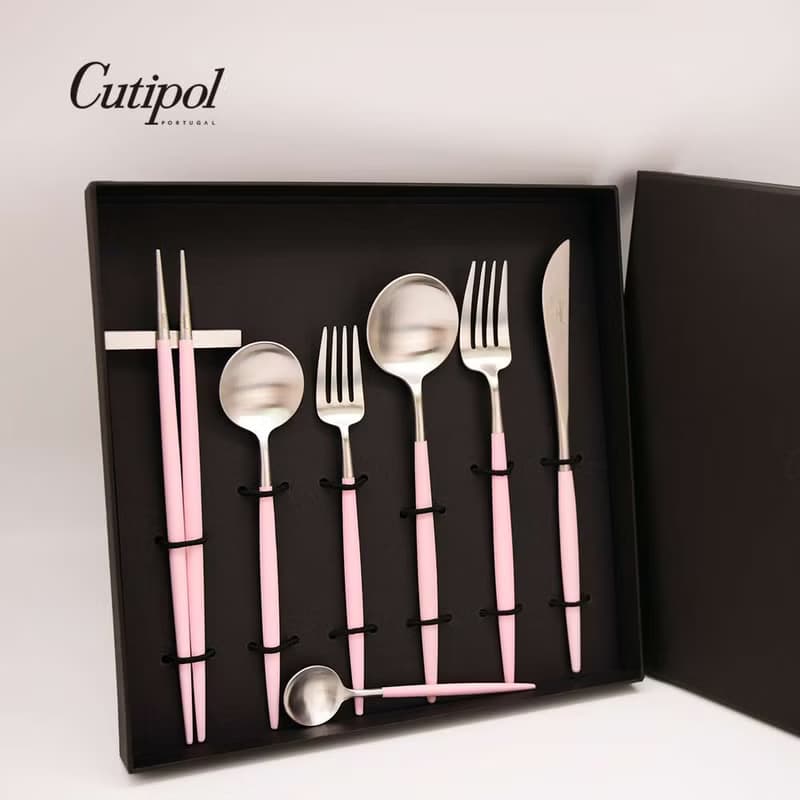 葡萄牙 Cutipol GOA系列粉紅柄22.3cm筷組