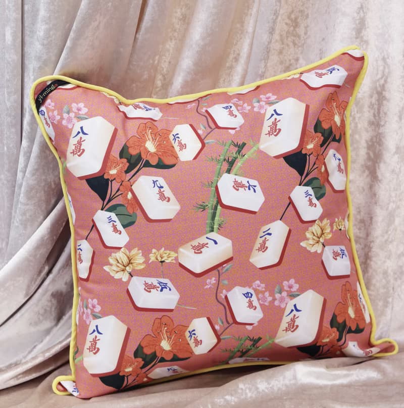 YI-MING 麻將印花靠墊套 - 橙色