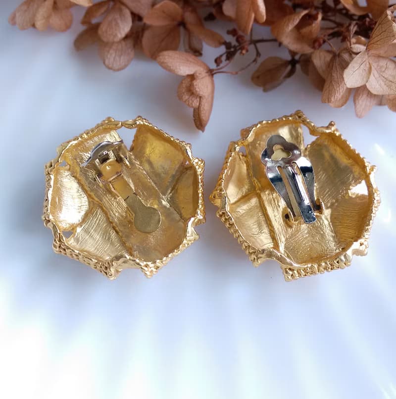 Vintage Jewelry 西洋古董飾品 金細索 大耳環  夾式耳環