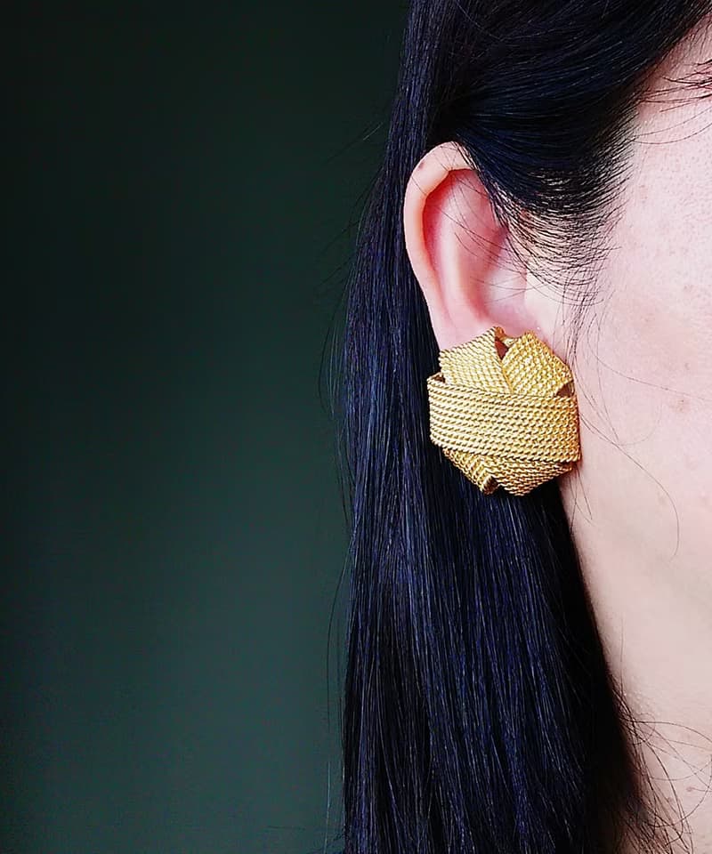 Vintage Jewelry 西洋古董飾品 金細索 大耳環  夾式耳環
