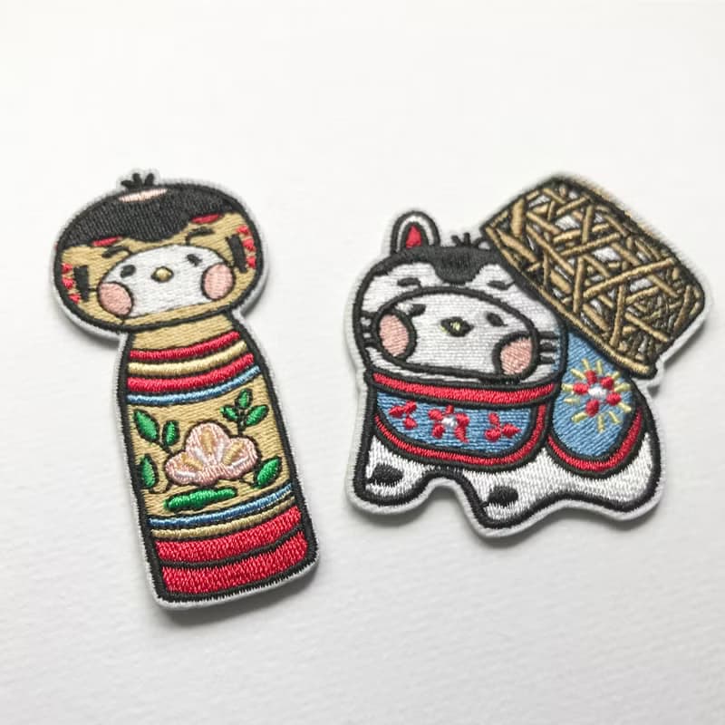 日本開運 吉祥物 達摩 招財貓 犬張子 繡片/別針