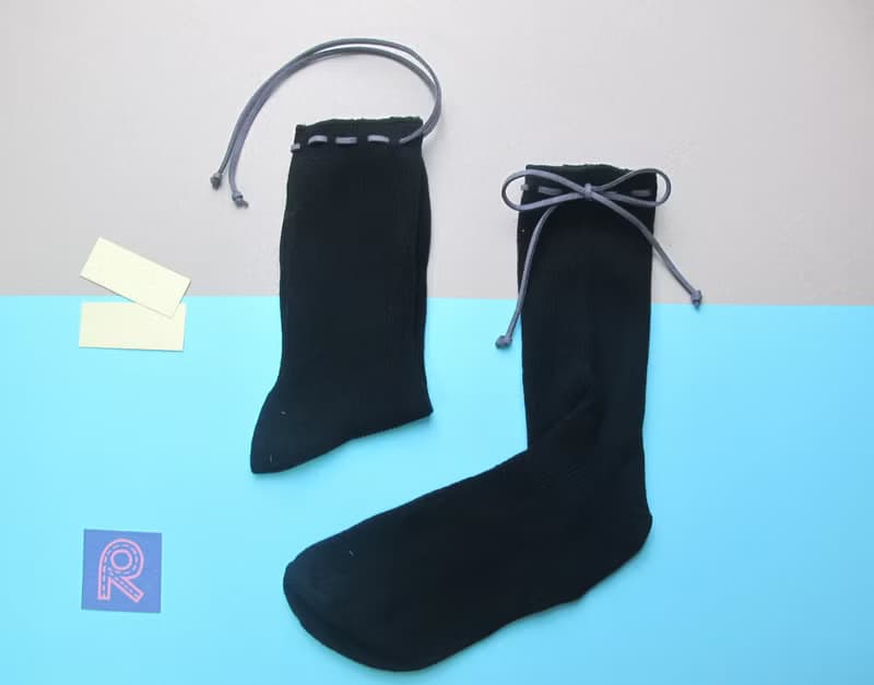 II Socks/文青款綁繩中統襪/百搭黑/接單訂製
