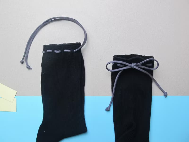 II Socks/文青款綁繩中統襪/百搭黑/接單訂製