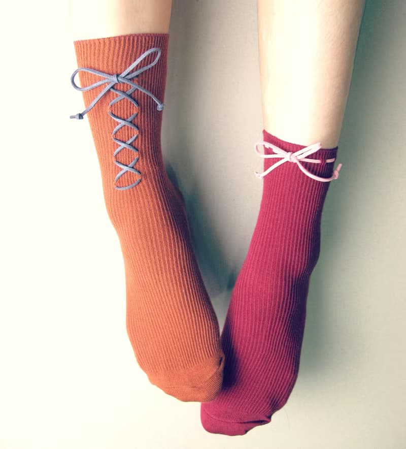 II Socks/文青款綁繩中統襪/百搭黑/接單訂製