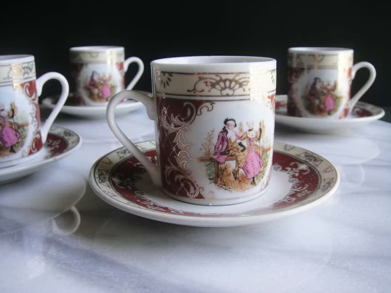 【老時光 OLD-TIME】早期二手歐美風格茶具組(四杯四盤為一組)