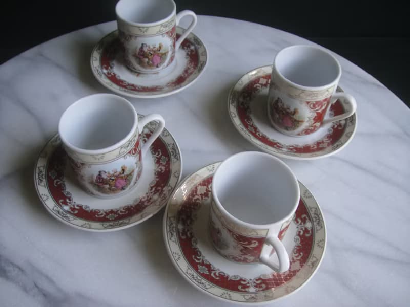 【老時光 OLD-TIME】早期二手歐美風格茶具組(四杯四盤為一組)