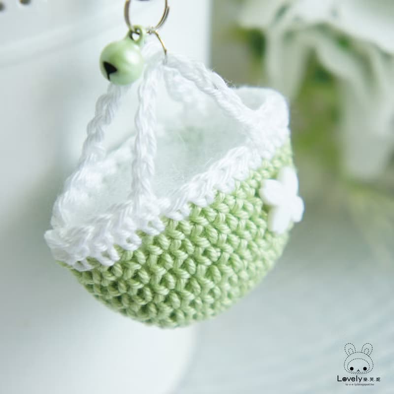 Lovely手作編織【幸運草托特小香包吊飾、淺綠】