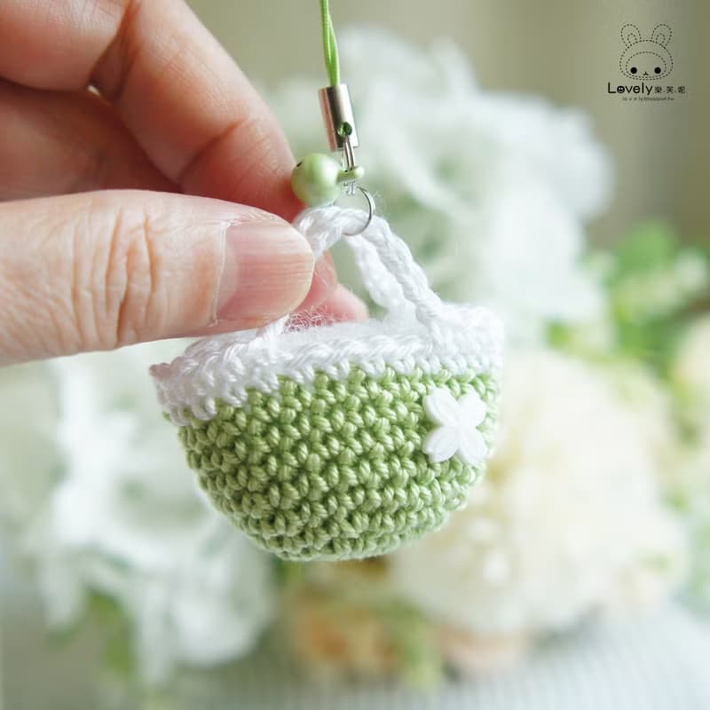 Lovely手作編織【幸運草托特小香包吊飾、淺綠】