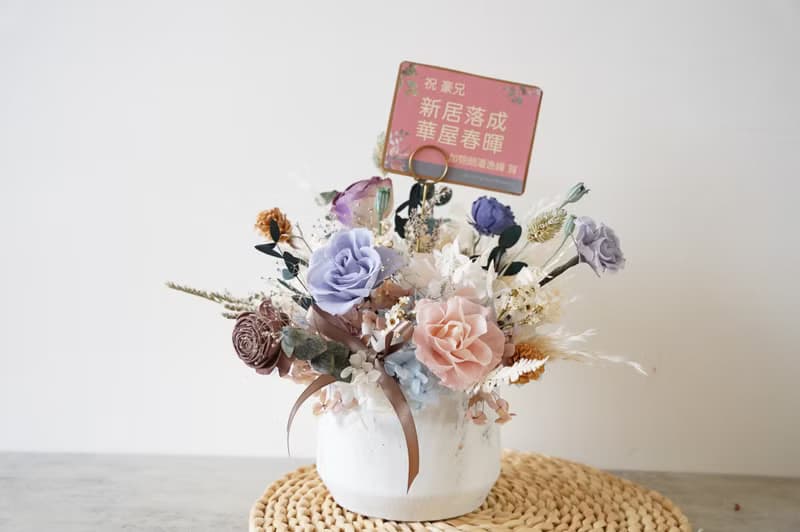 【竒植花物】大理石永生乾燥盆花 乾燥花禮 生日禮物 情人節 不凋