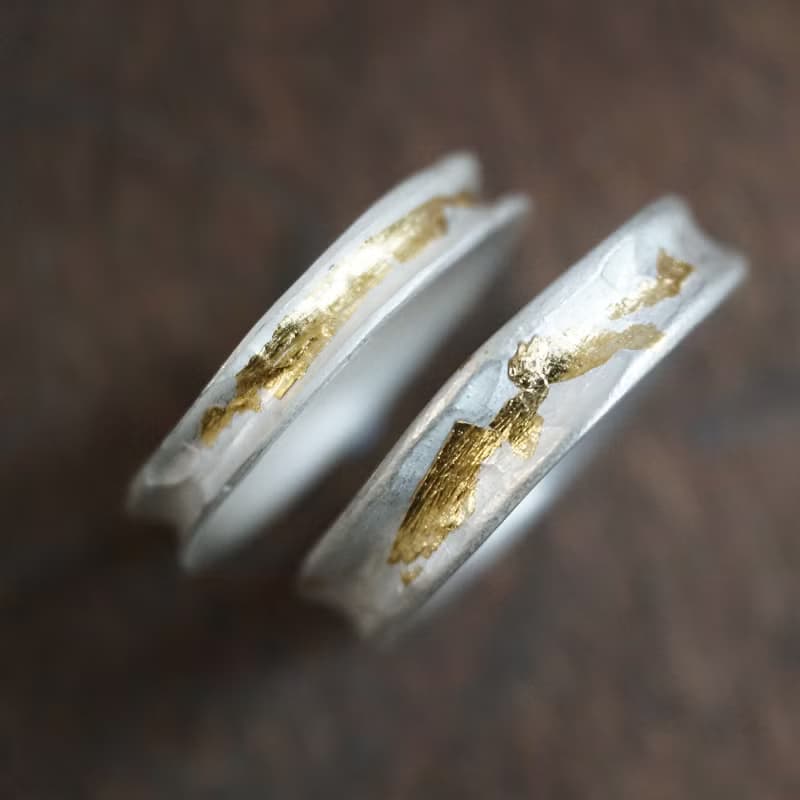 點金戒指 雙色戒指 24k金箔 925純銀