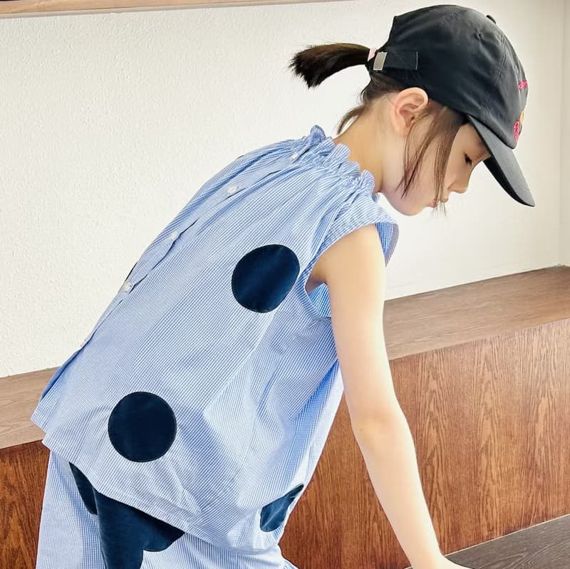 藍色小格子大圓圈氣質背心 / 童裝