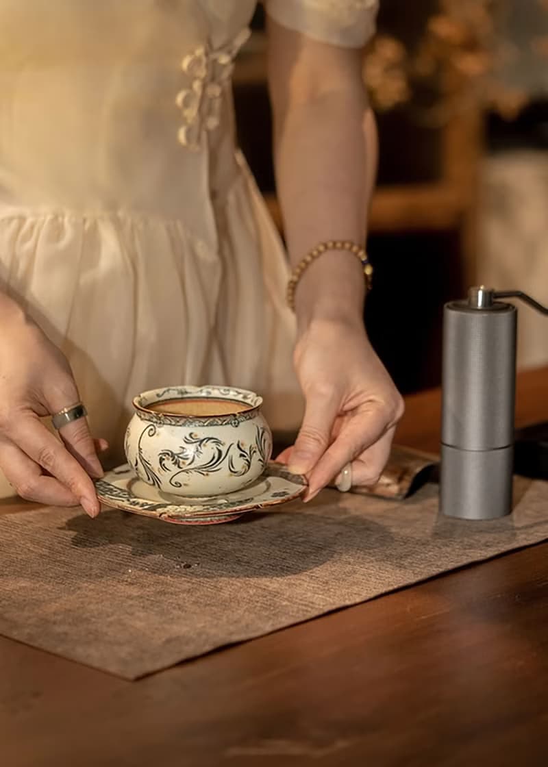 中華唐風人氣手繪敦煌唐草紋 景德鎮手工製作蓋碗 咖啡杯 盤 茶杯