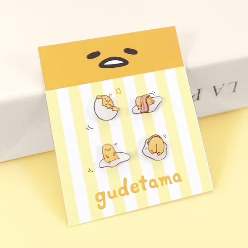 Gudetama經典系列-蛋黃哥造型耳環組-美食款