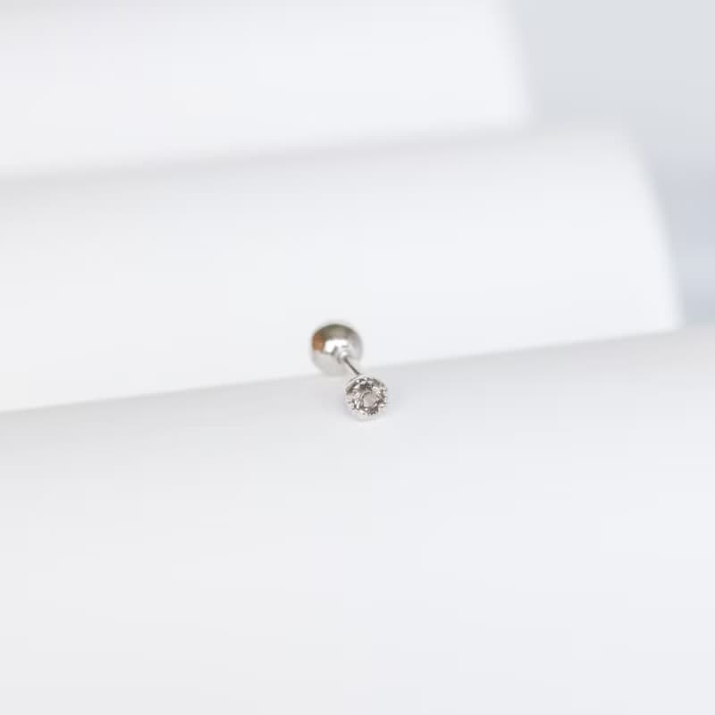 茶晶925純銀迷你小寶石轉珠耳環