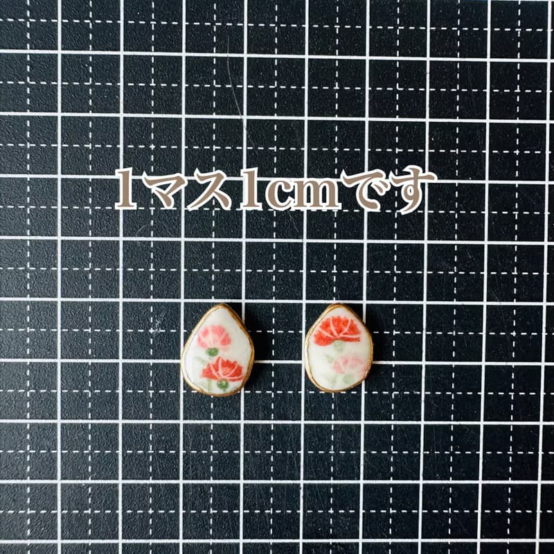 母の日 カーネーション 絵付 陶器 金継ぎ ピアス イヤリング ノンホールピアス お花 5月 5月誕生花 母の日ギフト 母の日プレゼント 母の日贈り物 花 お花