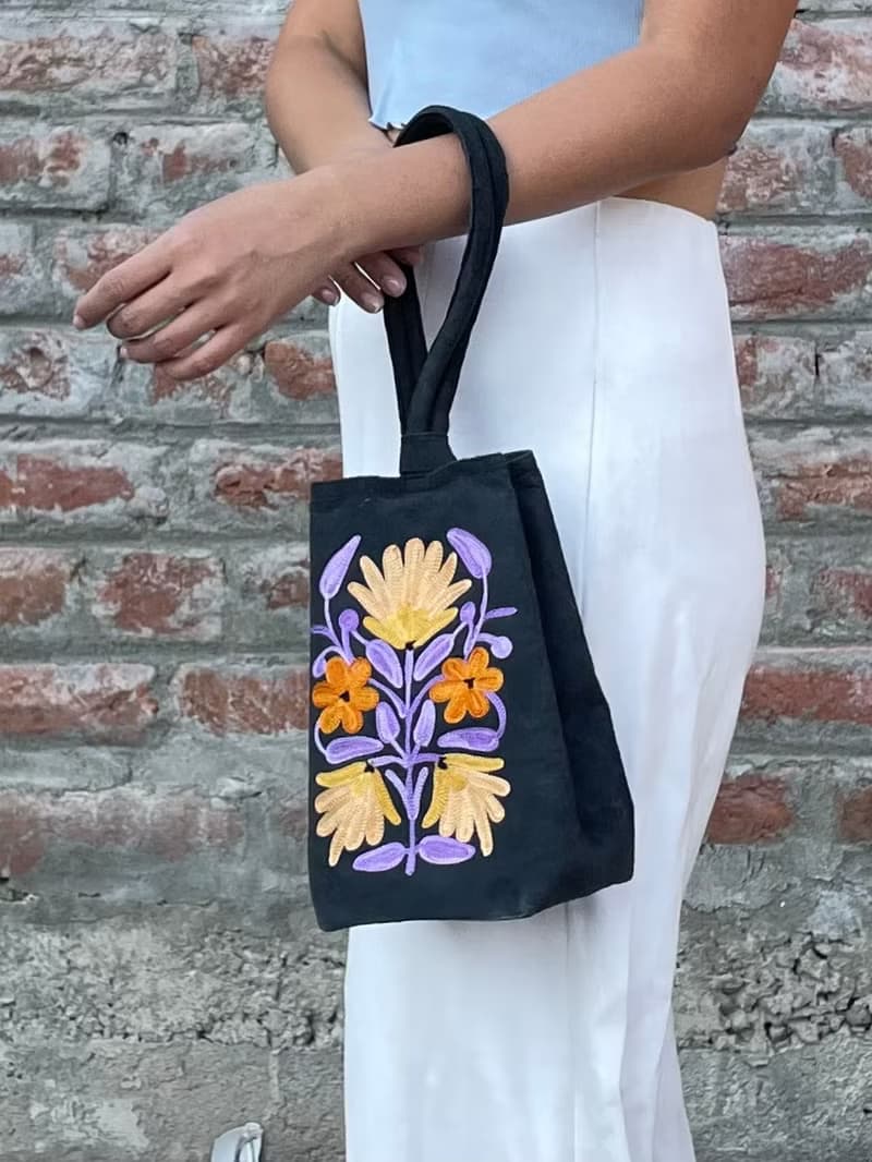 印度喀什米爾 手工麂皮刺繡長型手袋
