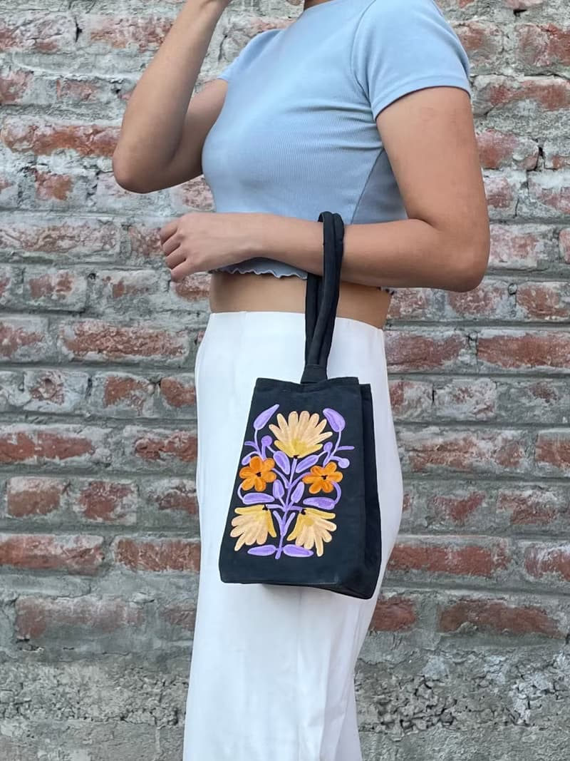 印度喀什米爾 手工麂皮刺繡長型手袋