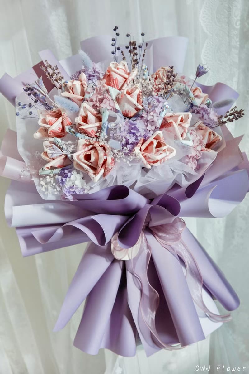紫色花束/鈔票花束/錢花束/有錢花/生日花束/情人節花束/生日禮物