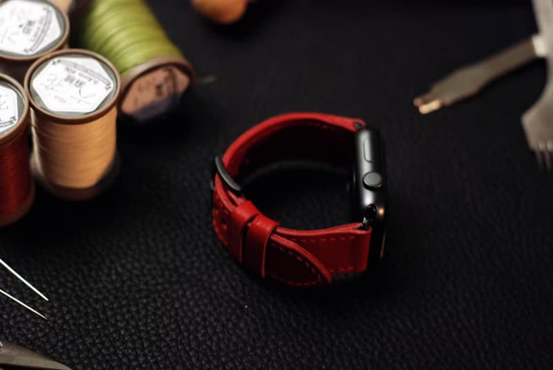 【歡慶週年慶】【超划算】 applewatch真皮手縫錶帶-辣椒紅