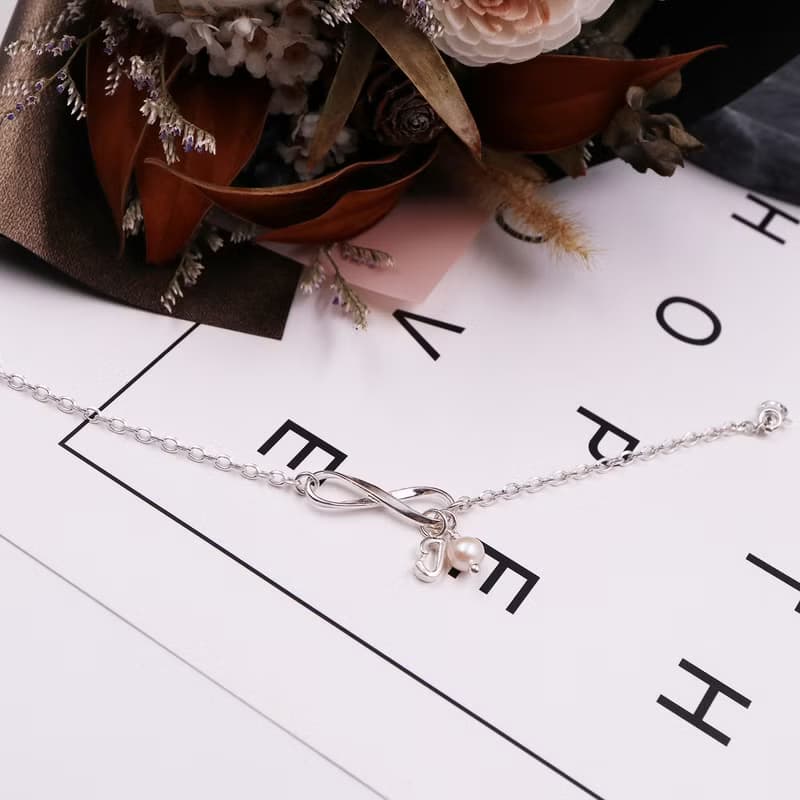 幸運無限珍珠字母手鍊 / 腳鍊