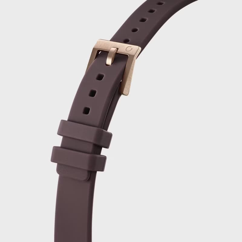 Imperfect Line 玫瑰金棕色矽膠錶帶手錶 32mm - 贈送同款皮革