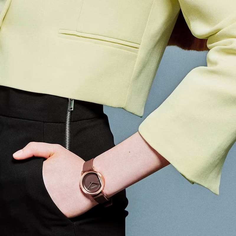 Imperfect Line 玫瑰金棕色矽膠錶帶手錶 32mm - 贈送同款皮革