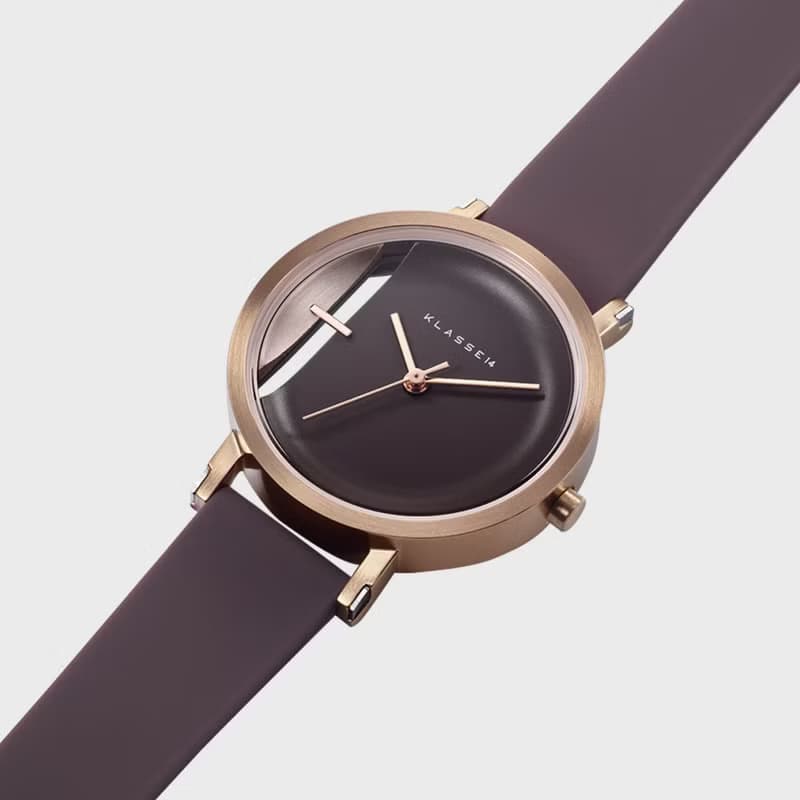 Imperfect Line 玫瑰金棕色矽膠錶帶手錶 32mm - 贈送同款皮革