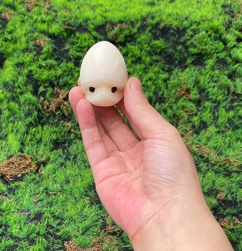 能量擺飾-天然可愛香菇頭白方解療癒娃娃擺件 淨化 快速出貨