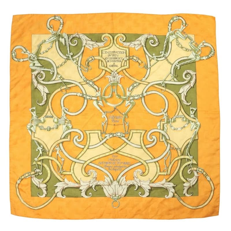 エルメス カレ 90 帝王学 バヤデール オレンジ スカーフ - 01228