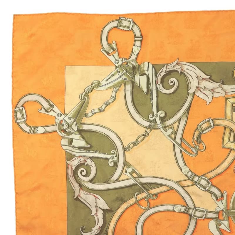 エルメス カレ 90 帝王学 バヤデール オレンジ スカーフ - 01228