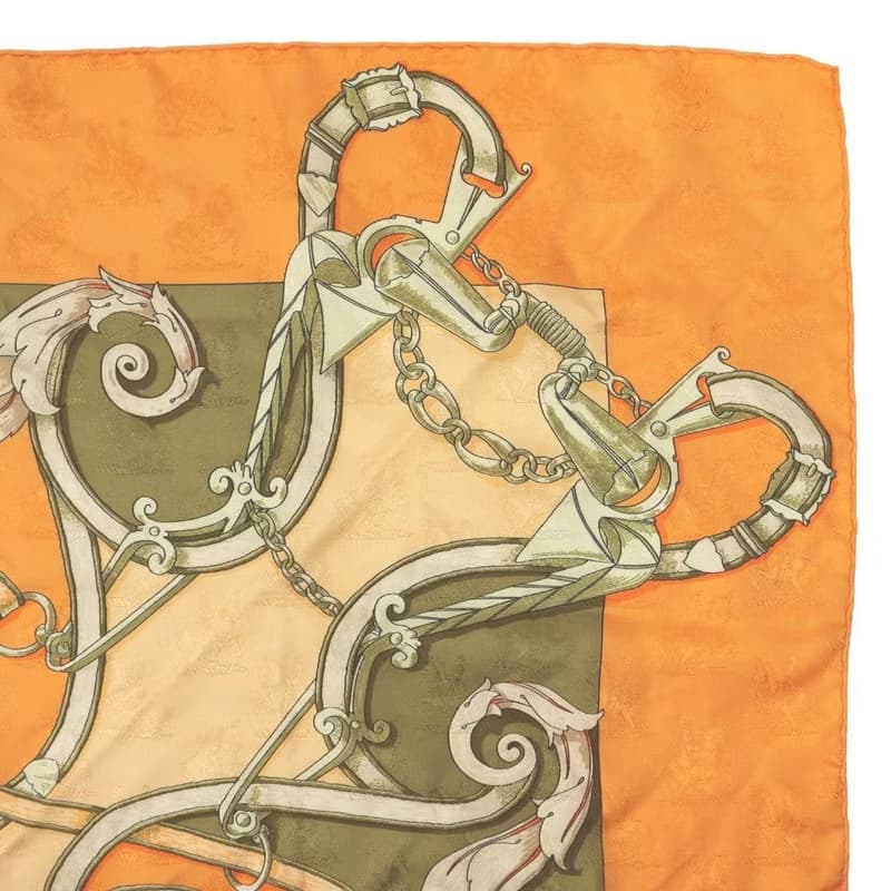 エルメス カレ 90 帝王学 バヤデール オレンジ スカーフ - 01228