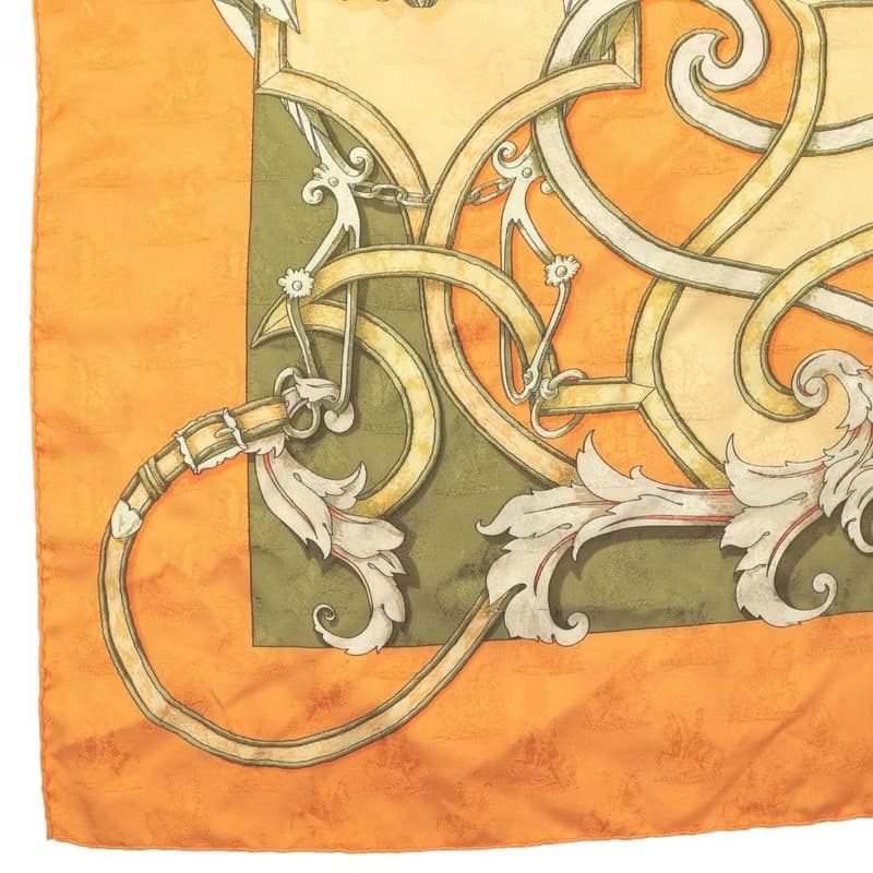 エルメス カレ 90 帝王学 バヤデール オレンジ スカーフ - 01228