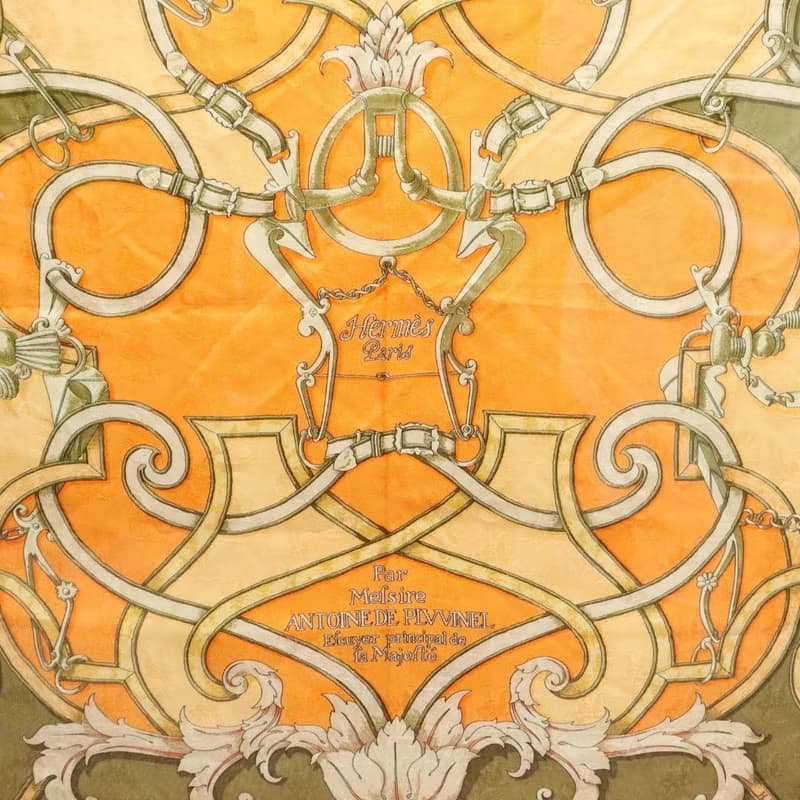 エルメス カレ 90 帝王学 バヤデール オレンジ スカーフ - 01228