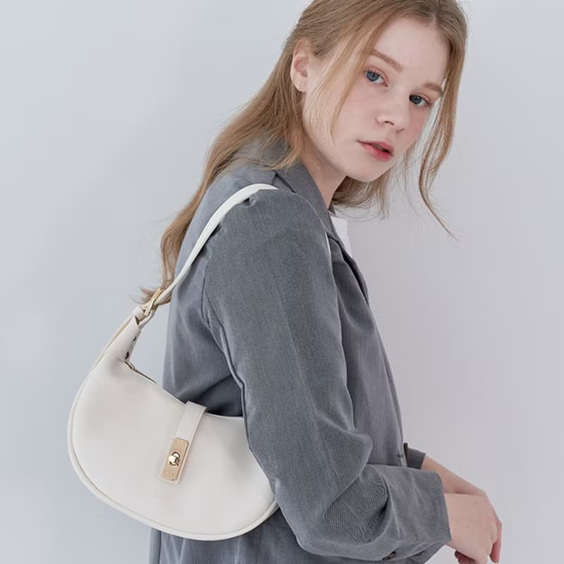 韓國JUDY BAG | 奶白色 | 牛角包袋 | 手袋單肩包