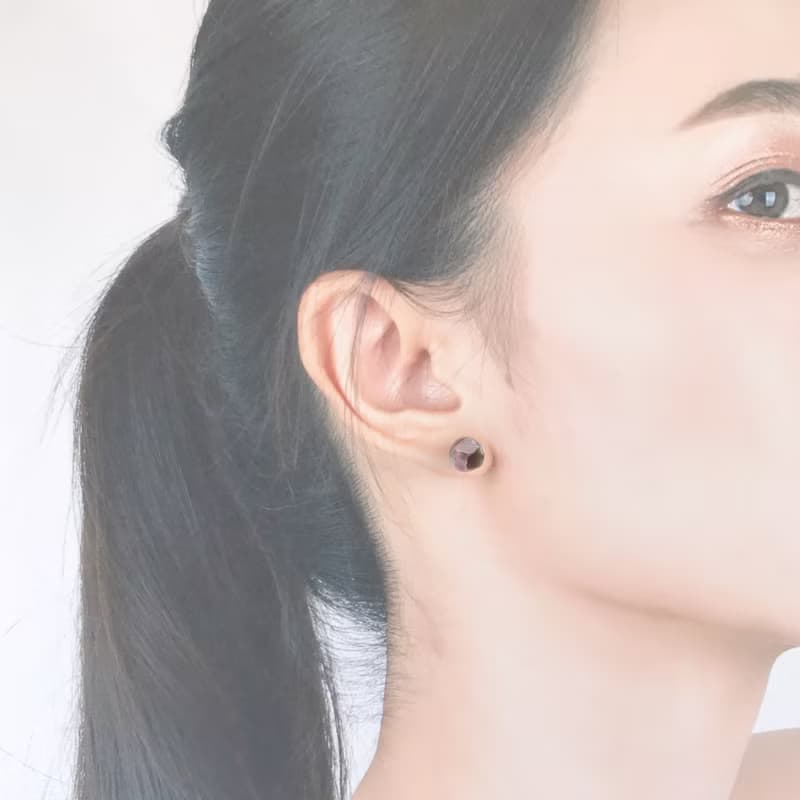 隨性。天然紫水晶 黑曜石 菫青石 貼耳耳環 抗敏耳針 耳夾 增人緣