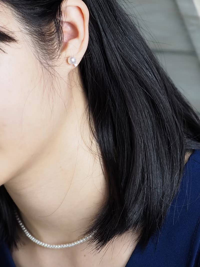 18K小貴婦款||純珍靈動||  單顆珍珠搭配單顆3分真鑽 耳針耳環