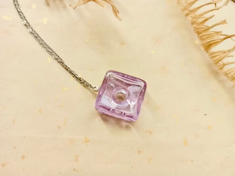 清涼冰磚手工琉璃香水精油瓶醫療鋼項鍊(三色可選)
