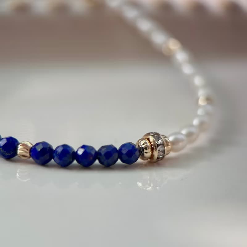 【七月・小飛燕】煉花成你 | 青金石珍珠手鍊 長度可調 天然水晶