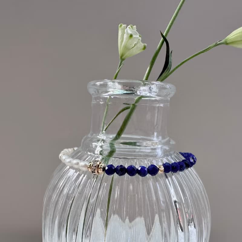 【七月・小飛燕】煉花成你 | 青金石珍珠手鍊 長度可調 天然水晶