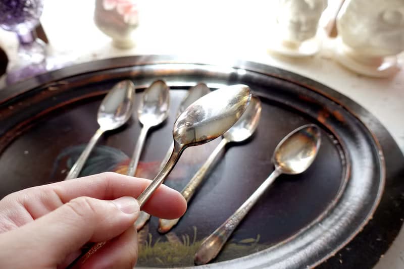 美國中古電鍍純銀一套6件湯匙餐具碟子叉子 高級二手古著珠寶首飾