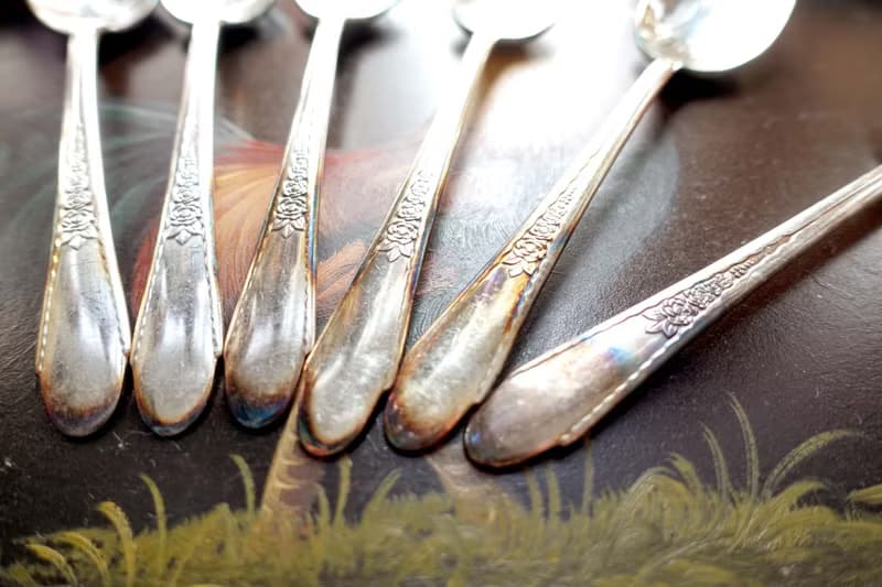 美國中古電鍍純銀一套6件湯匙餐具碟子叉子 高級二手古著珠寶首飾