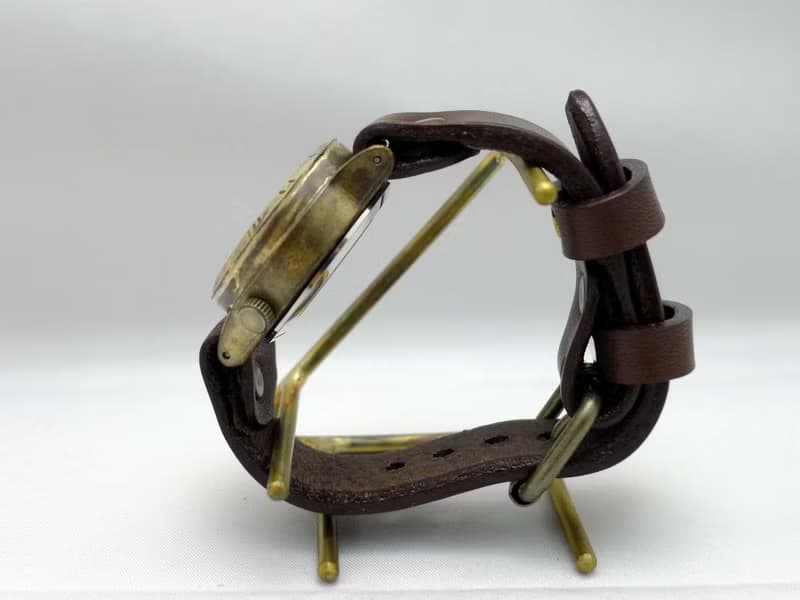 手作り時計 HandCraftWatch 手巻きBrass Men's32mm ローマ数字 GD/BR (BHW057ローマ)