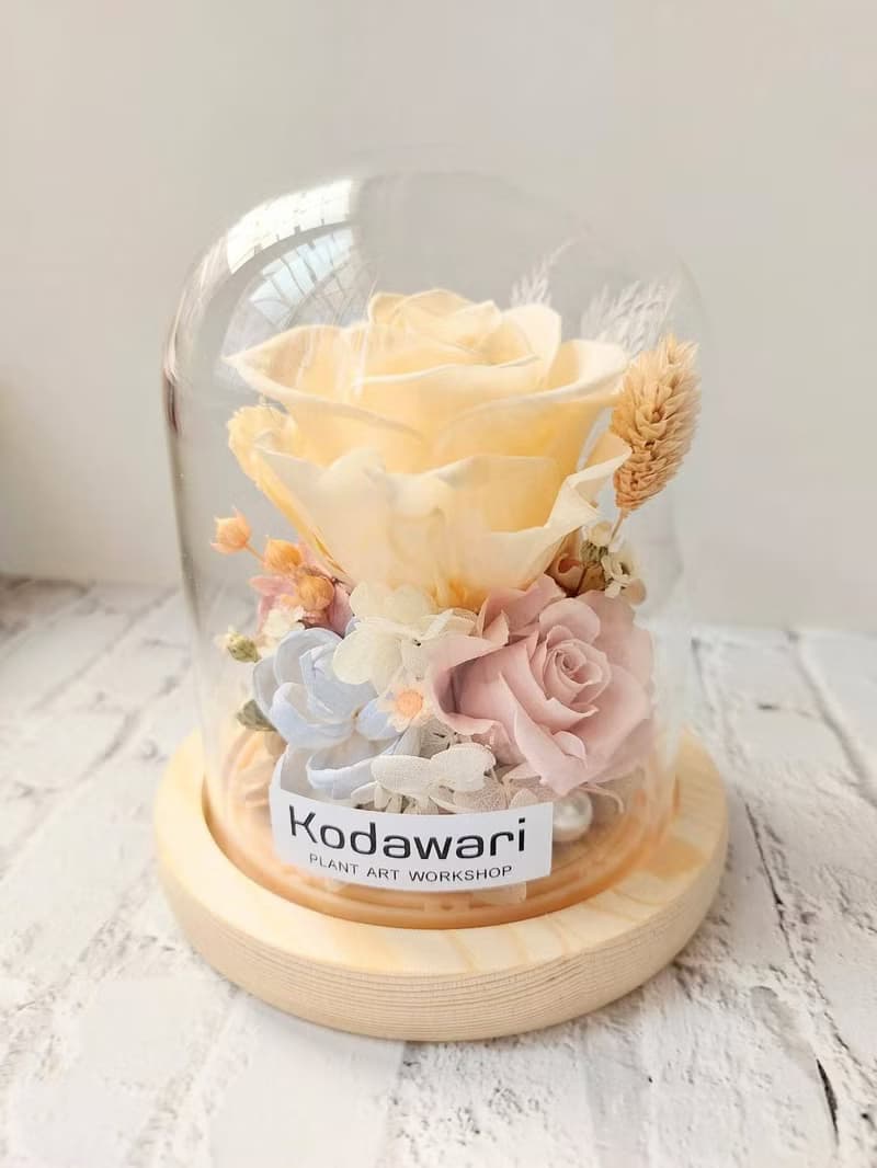 香檳 永生花玻璃罩.花盅 祝賀花禮 生日.七夕情人節.母親節.畢業