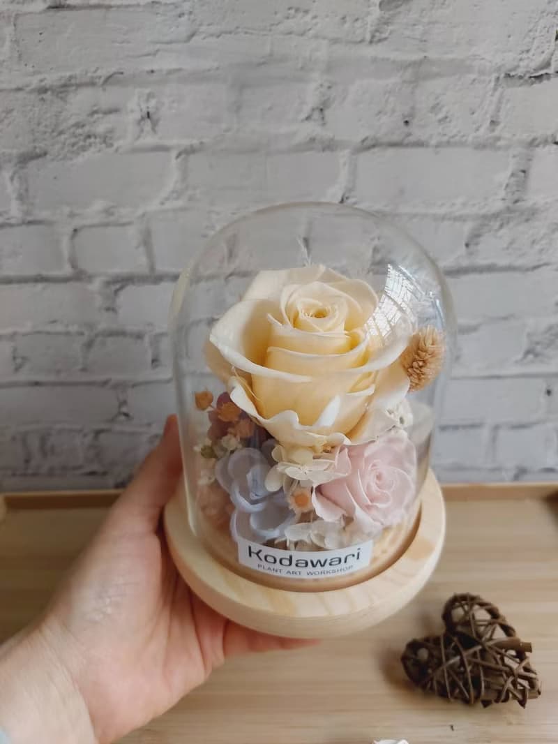 香檳 永生花玻璃罩.花盅 祝賀花禮 生日.七夕情人節.母親節.畢業