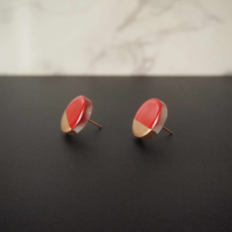紅色 美濃焼(ツートン)ピアス / イヤリング