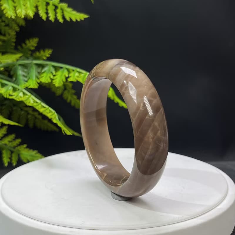 咖啡色瑪瑙手鐲 58MM 高瓷玉化飄天眼玉髓手環 顏色豐富 柔和安定