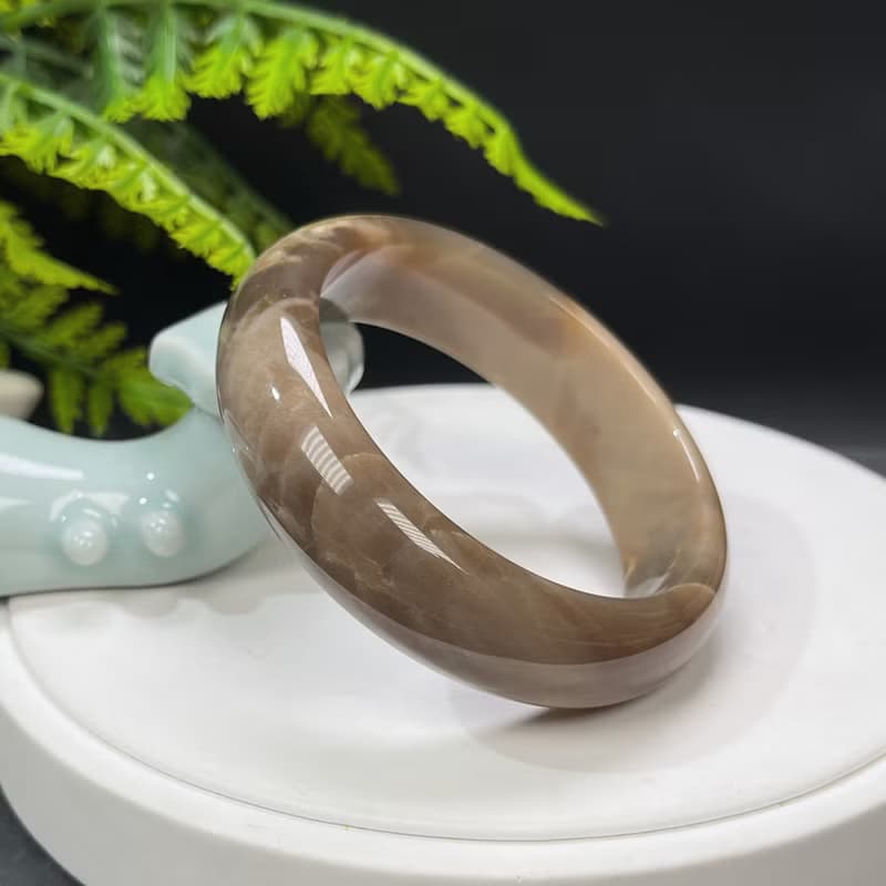咖啡色瑪瑙手鐲 58MM 高瓷玉化飄天眼玉髓手環 顏色豐富 柔和安定
